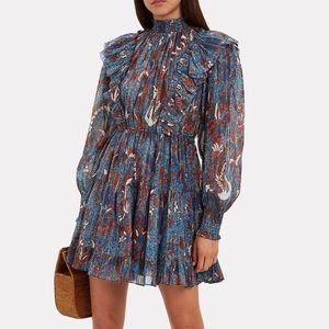 $550 ULLA JOHNSON Vienne Lurex Ruffle Dress